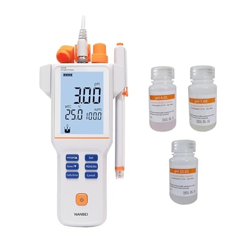 Lab Portable pH Meter, 200 Sets of Data Storage,1-3Points Auto