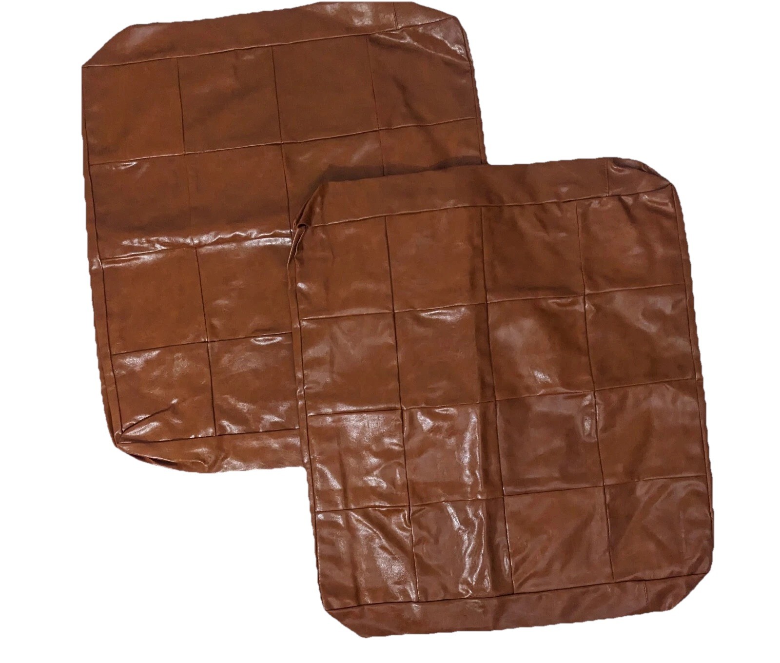 NEW- Set of 2 Faux Leather Decorative Couch Throw Pillow Covers 20"x20"x4" Brown