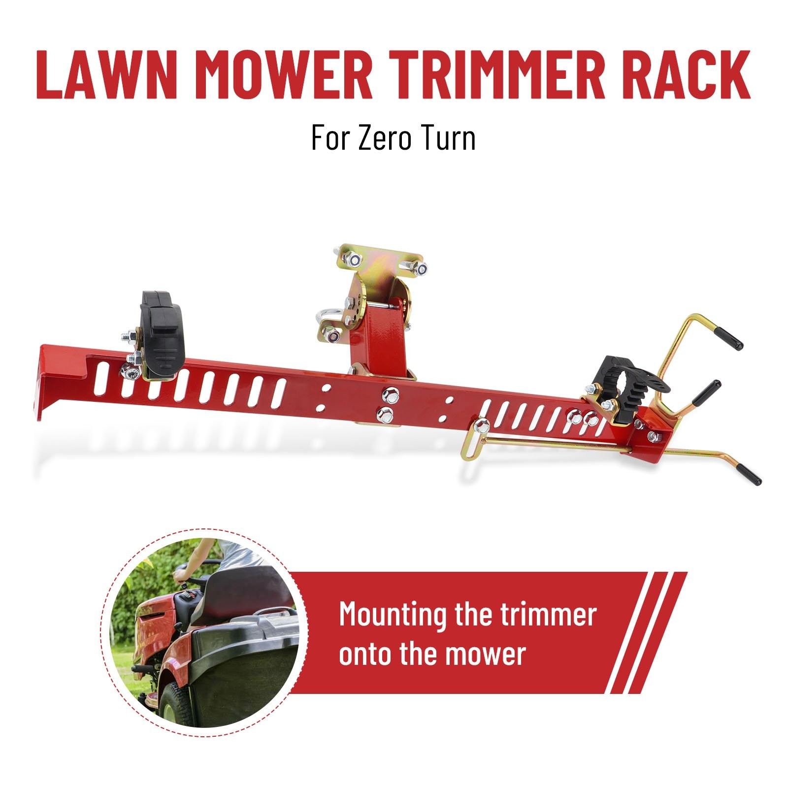 Lawn Mower Trimmer Rack Compatible with Zero Turn Lawn Mower, Secures Trimmer US