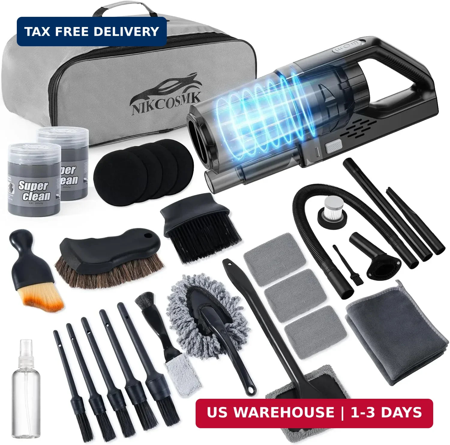 Car Cleaning Kit, Car Detailing Kit with Car Vacuum 8000PA High Suction, Car Int