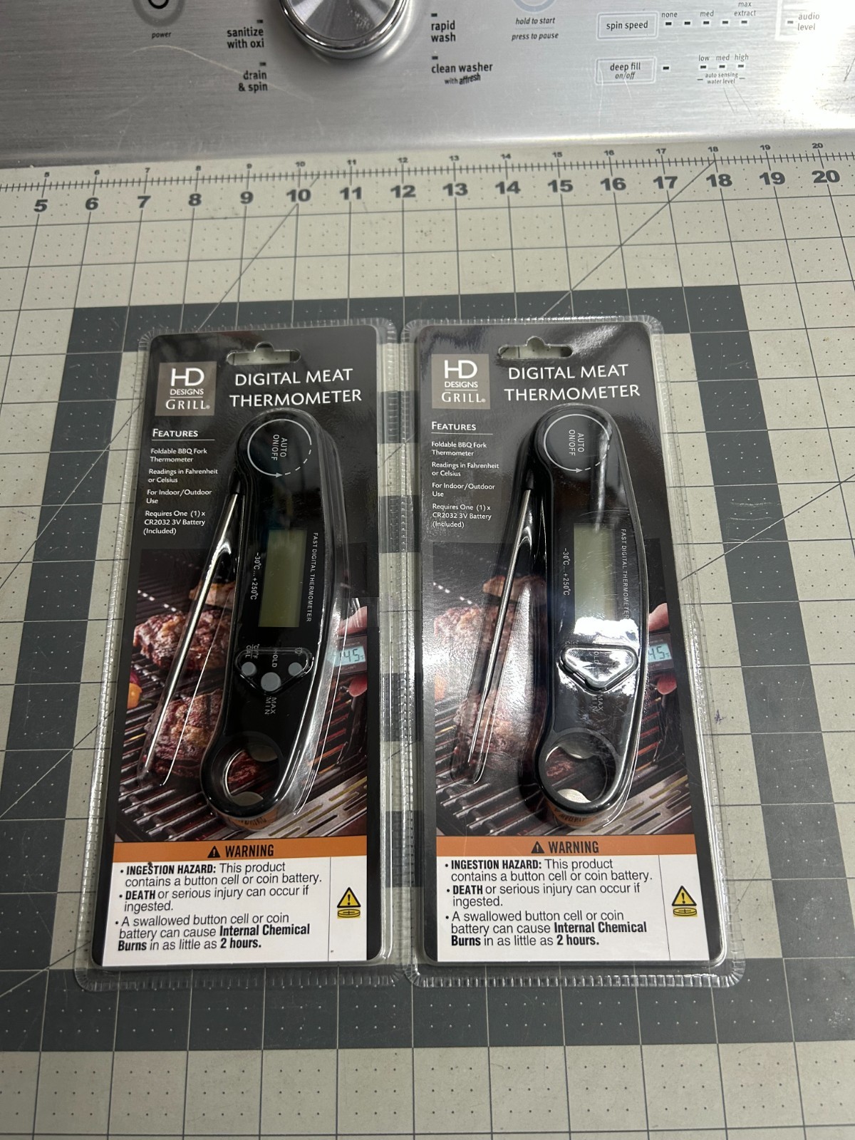 NEW 2-pack lot HD Designs Grill Instant Read Digital Thermometer Foldable BBQ