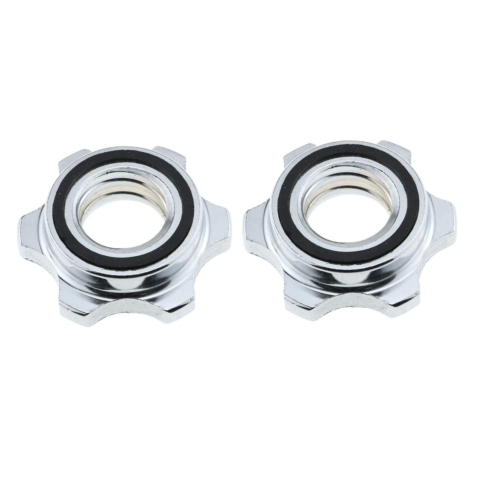 E-outstanding Barbells Hex Nut 2PCS 1nch/25mm Spin Lock Collar Screws Silver