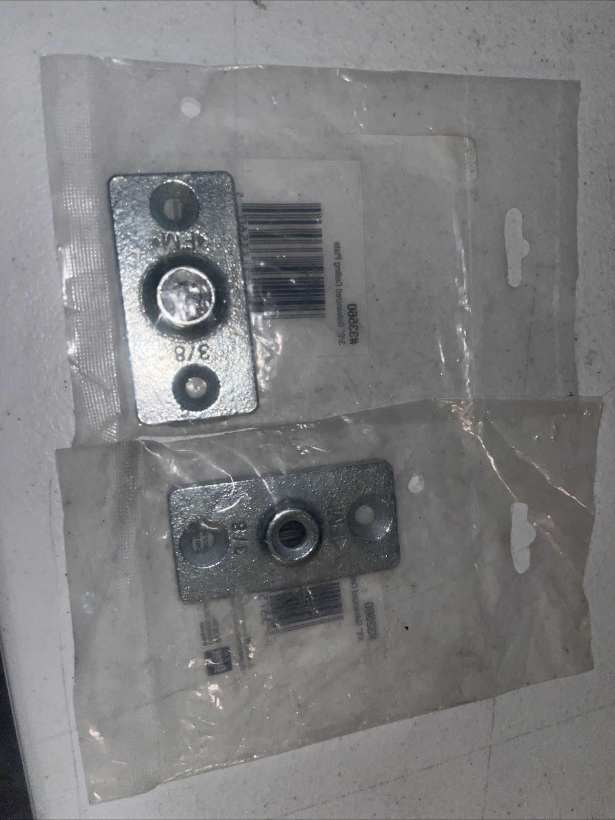 Lot Of 2 Threaded Ceiling Plate Connector, Galvanized, 3/8 In. - 335601