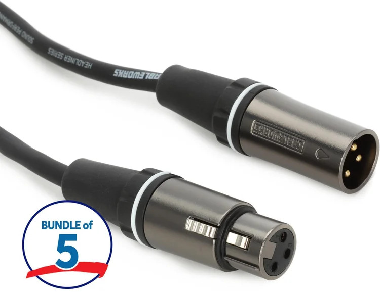 Gator Cableworks Headliner Series Microphone Cable - 6 foot (5-pack)