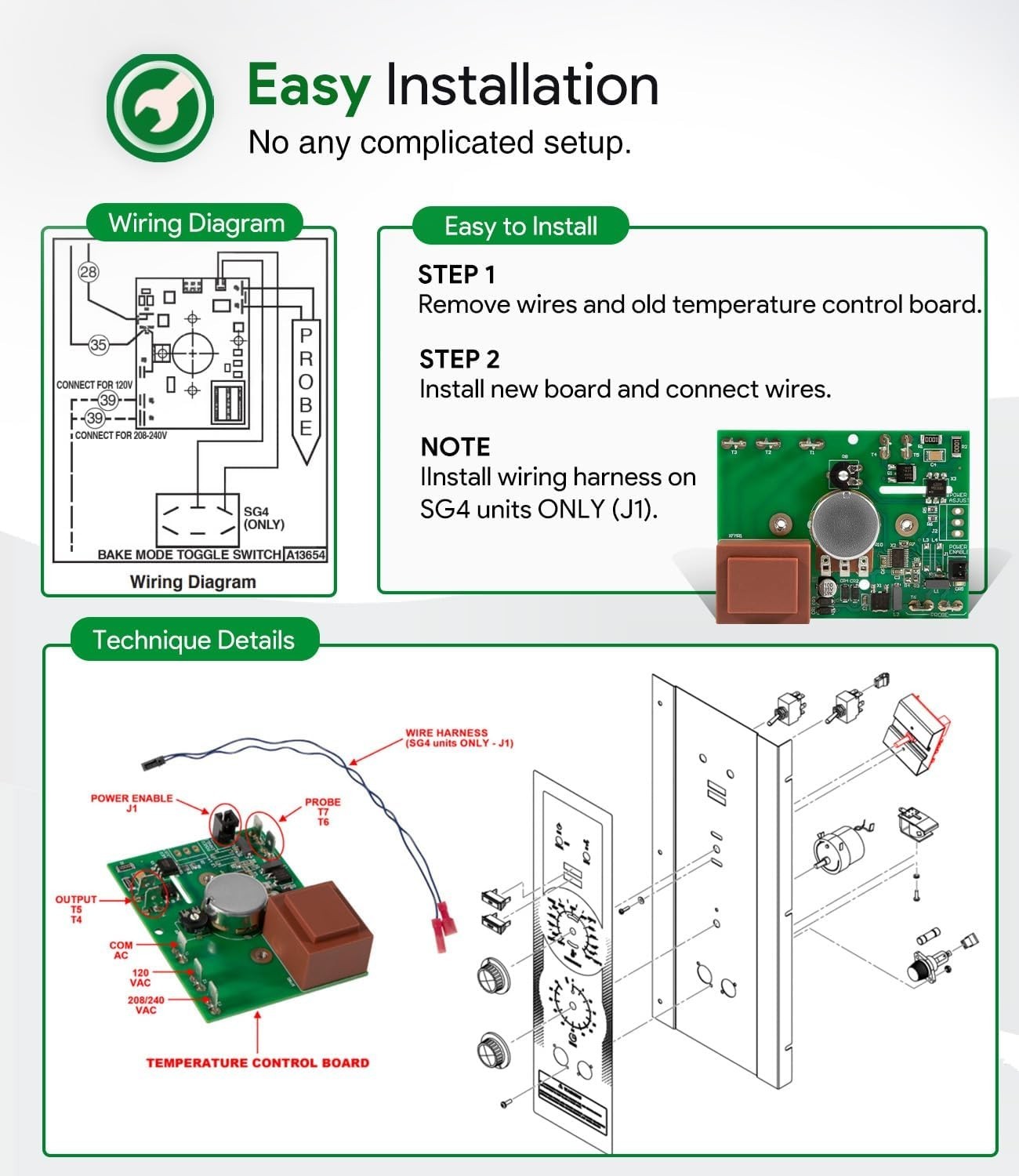 Replacement Temp Control Board with Adjustable Range for Oven Regulation
