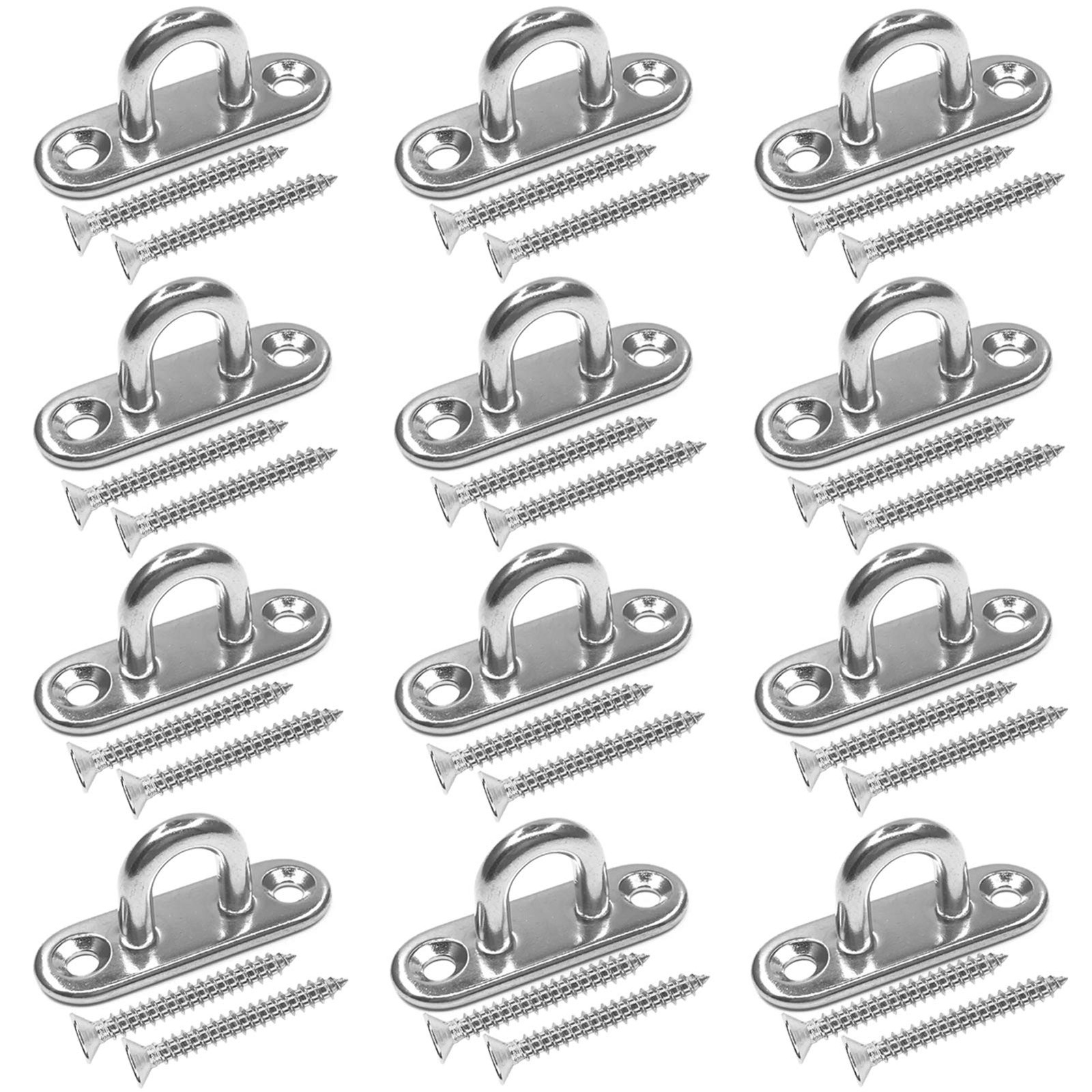 12 Pcs 304 Stainless Steel Pad Eye Hooks,Screw Hooks,1.8 inches String Lights