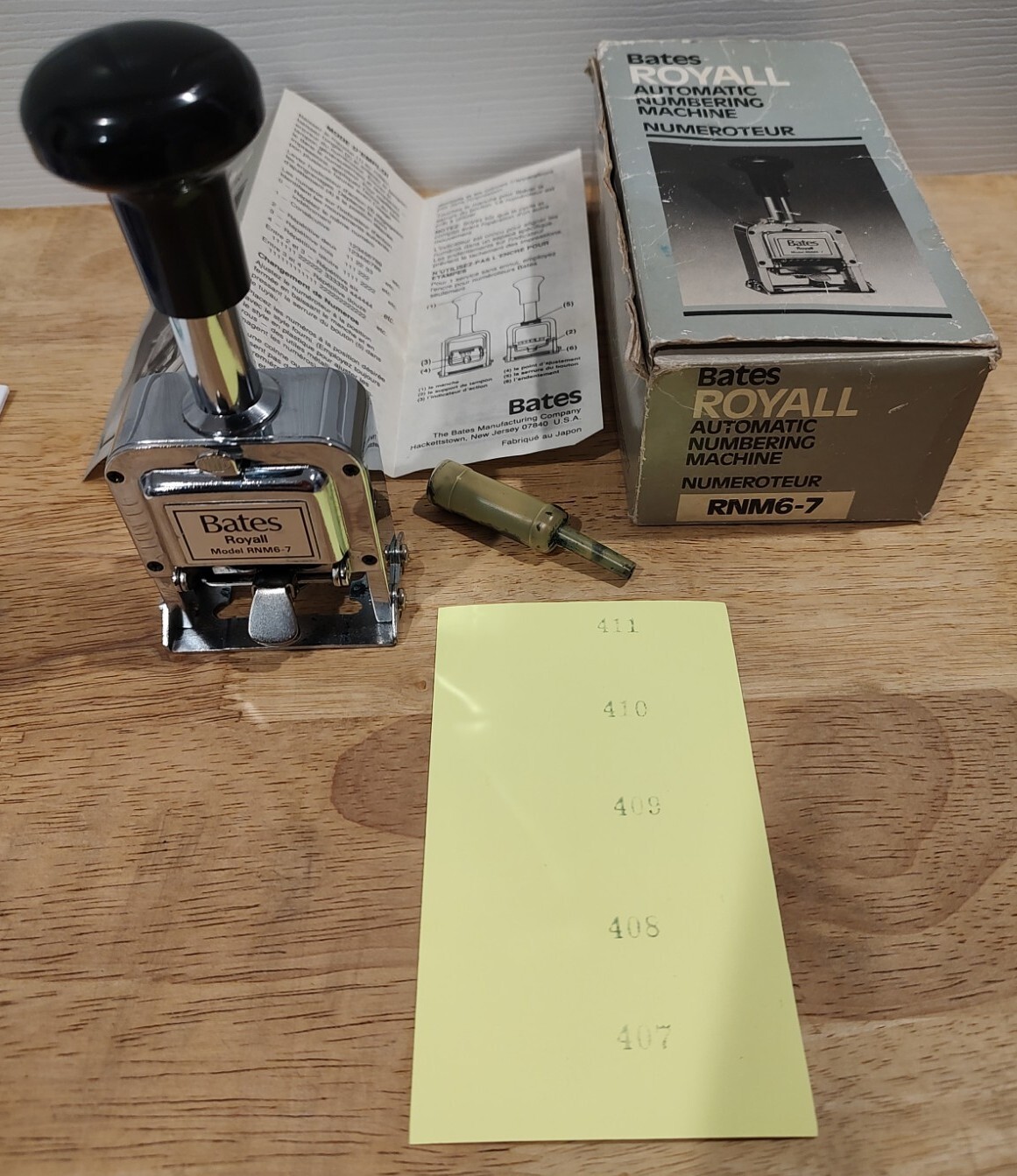 Bates Royall Automatic Numbering Machine Stamp RNM6-7 Craft Arts Home Decor Box
