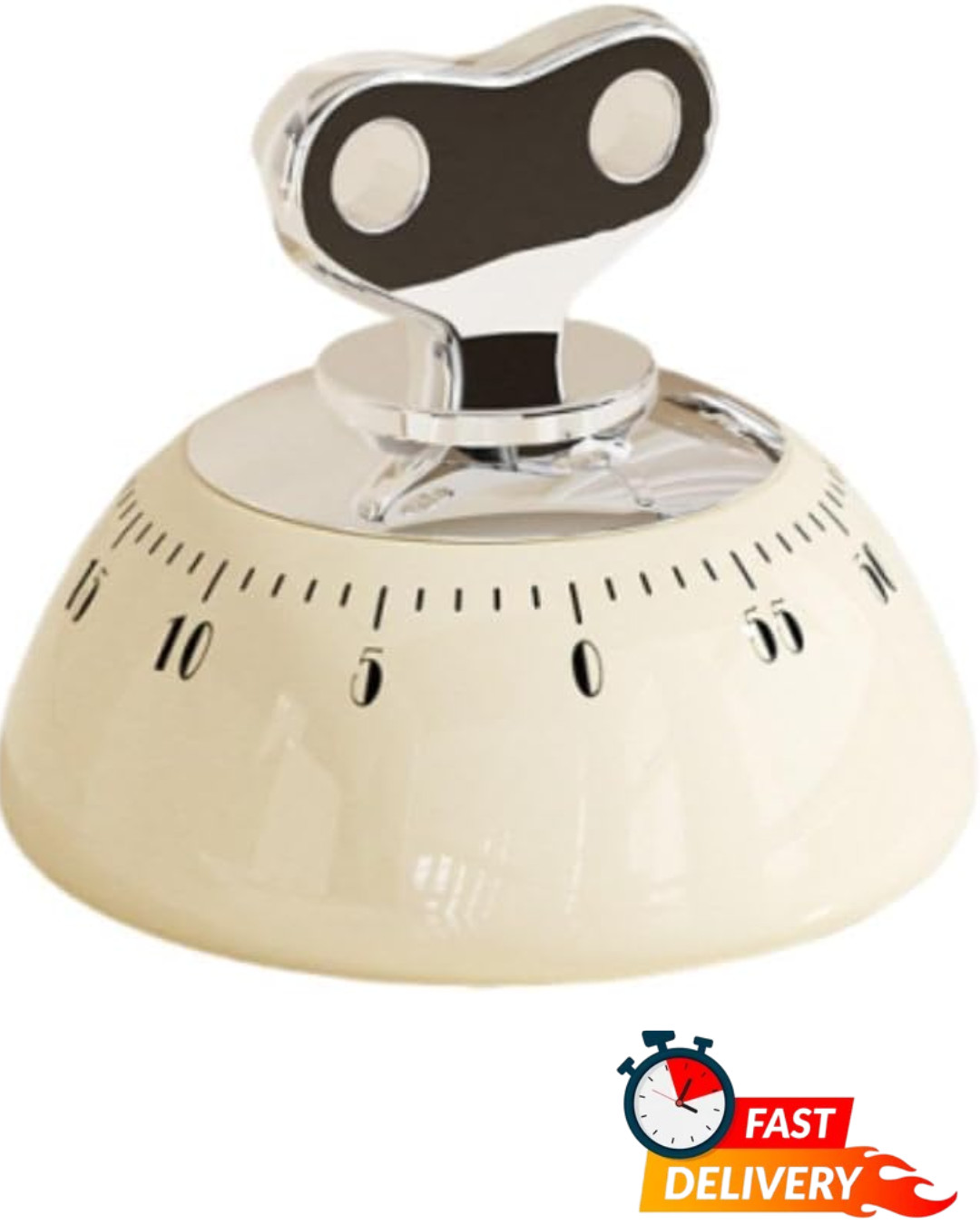 Retro Mechanical Kitchen Timer 60-Min Countdown Magnetic Wind-Up Loud Alarm