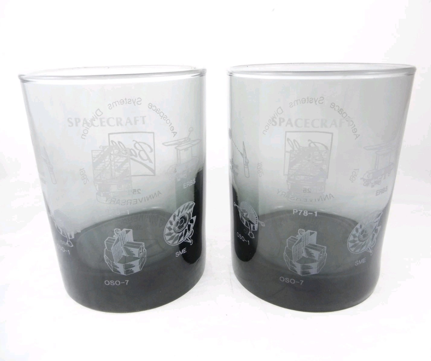 2pc Set Aerospace Systems Division Spacecraft Drinking Glasses 4"