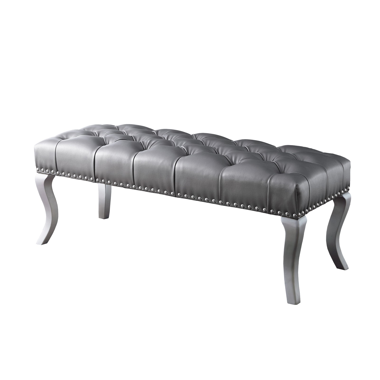 Decor Maxem Tufted FabricUpholstered Bench with Nailhead Trim