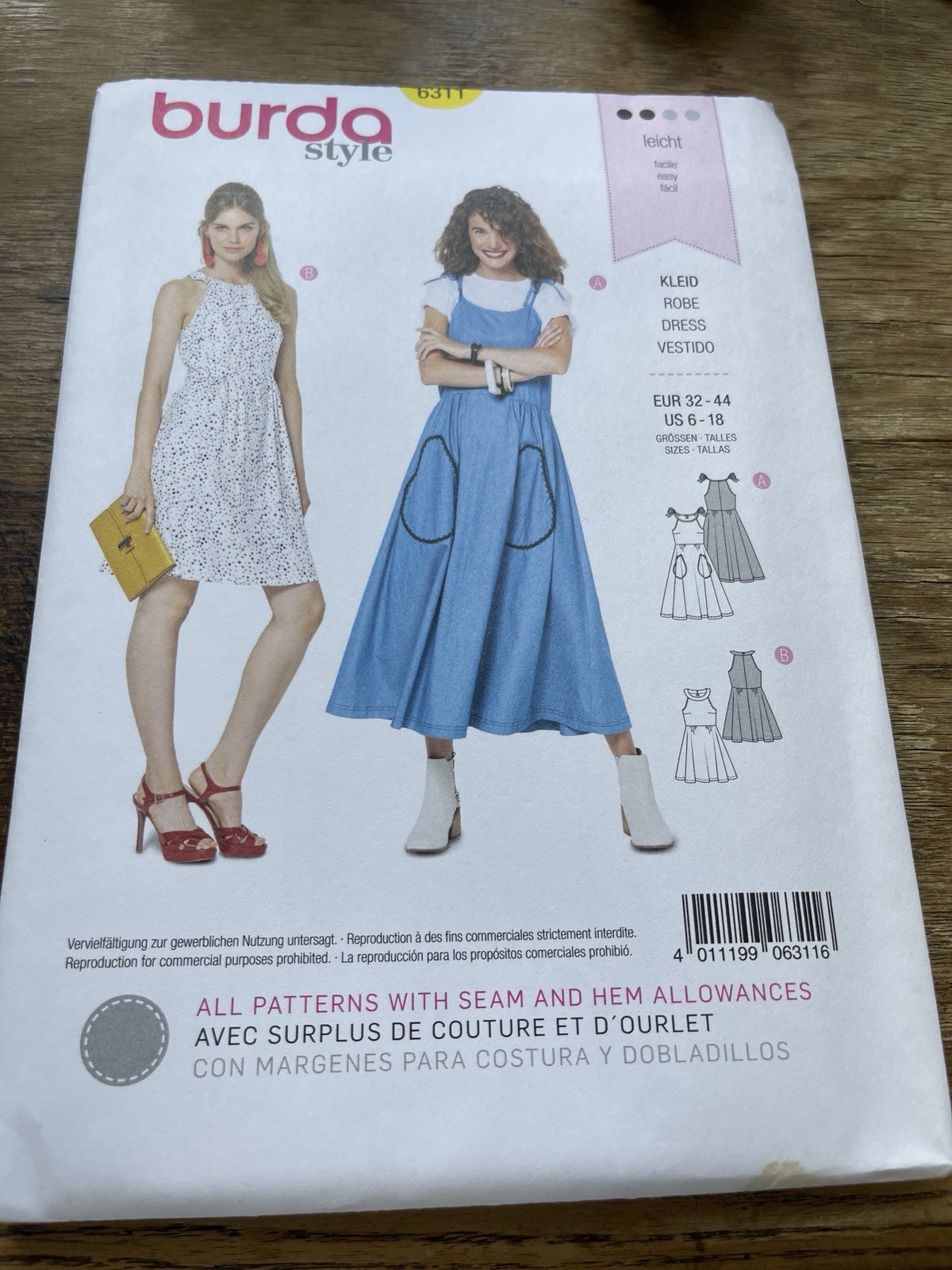 Burda Style Pattern 6311 Ms Bare Shoulder Dress 2 Lengths w/Neck Opts  Sz 6-18