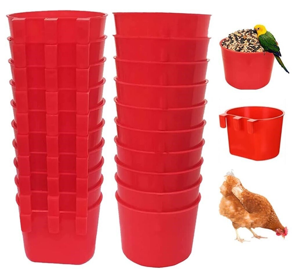 Chicken Poultry Cup Hanging Water Feed Cage Cups Poultry Gamefowl Rabbit Chicken