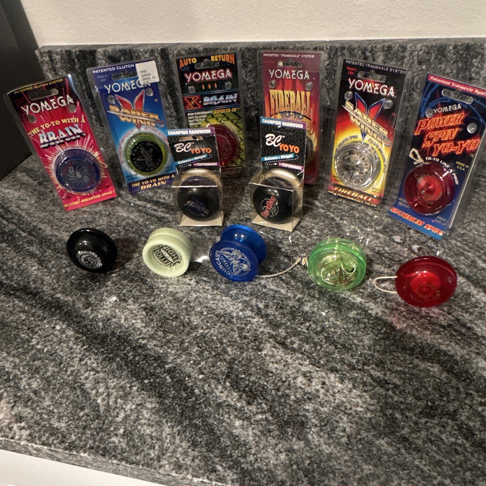 BC Yomega Yo-Yo Duncan Lot X-Brain Fireball Saber Wing Power Spin 13 Vintage