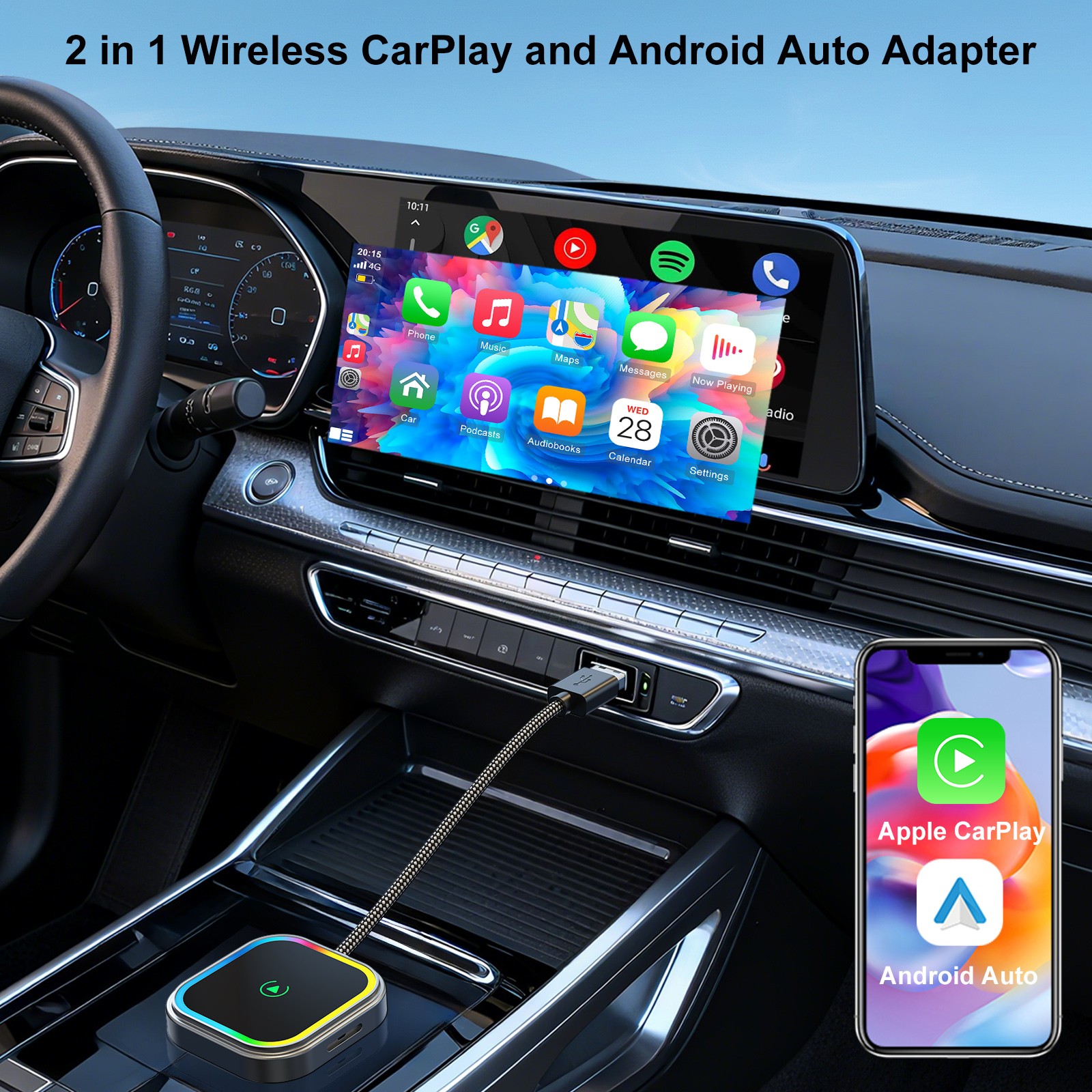 USB Auto Wireless CarPlay Adapter For iPhone Apple Wireless Dongle Plug ＆ Play