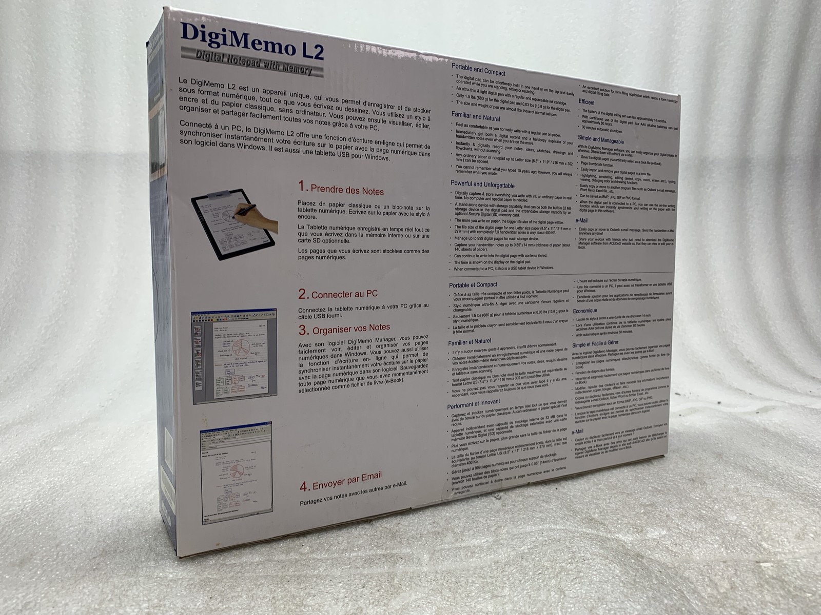 ACECAD DigiMemo L2 Letter Size Digital Notepad /w Pen Manual Software