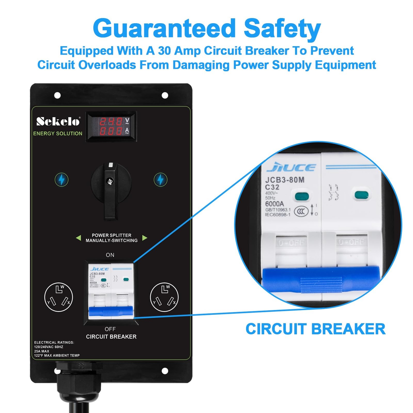 Manual EV Charging Switch for Dryer & EV, NEMA 10-30, Durable Hand-Operated S...