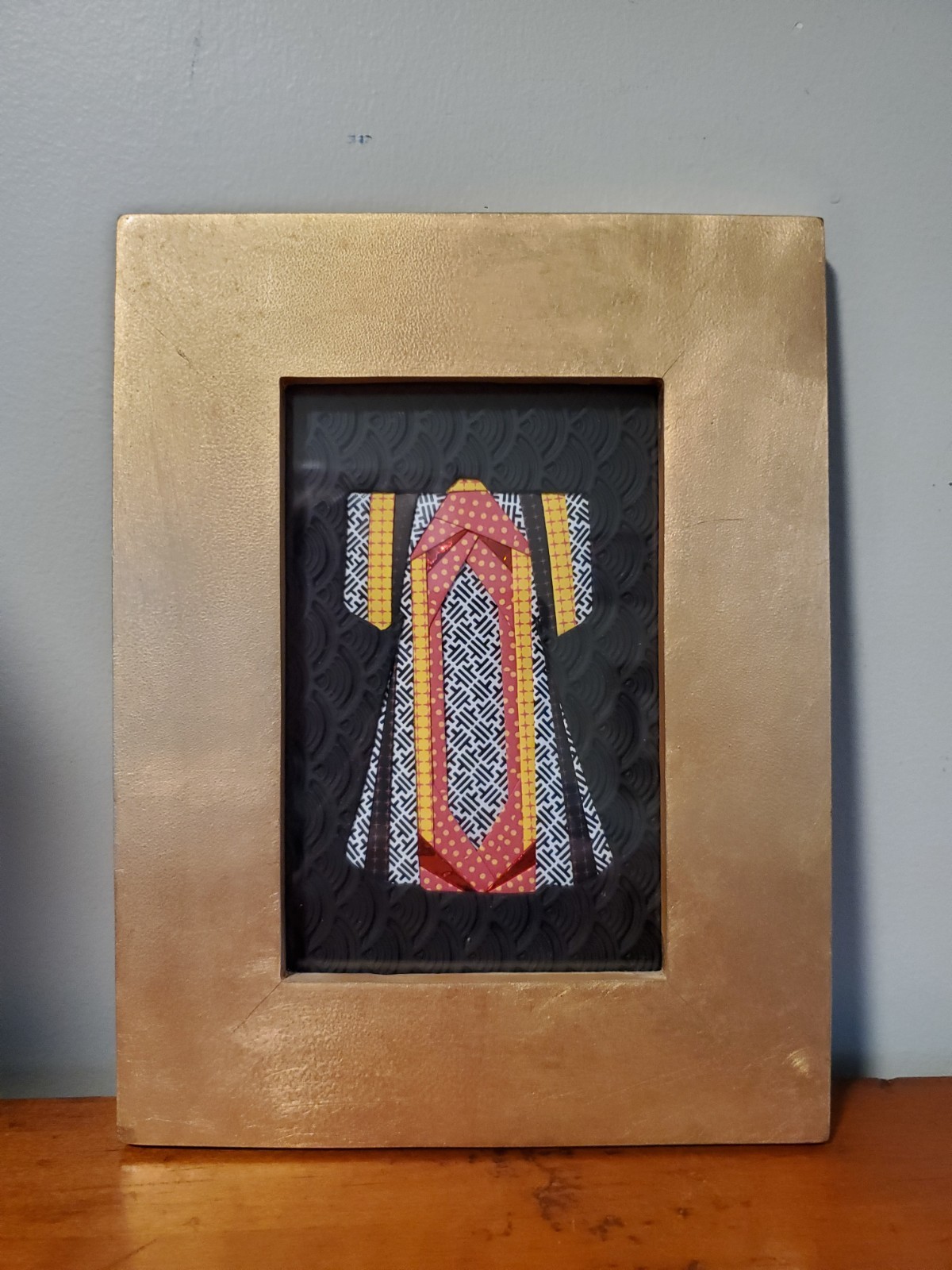 Iris Folding Polymer Clay Kimono Design, Mona Kissel Artist Framed Artwork