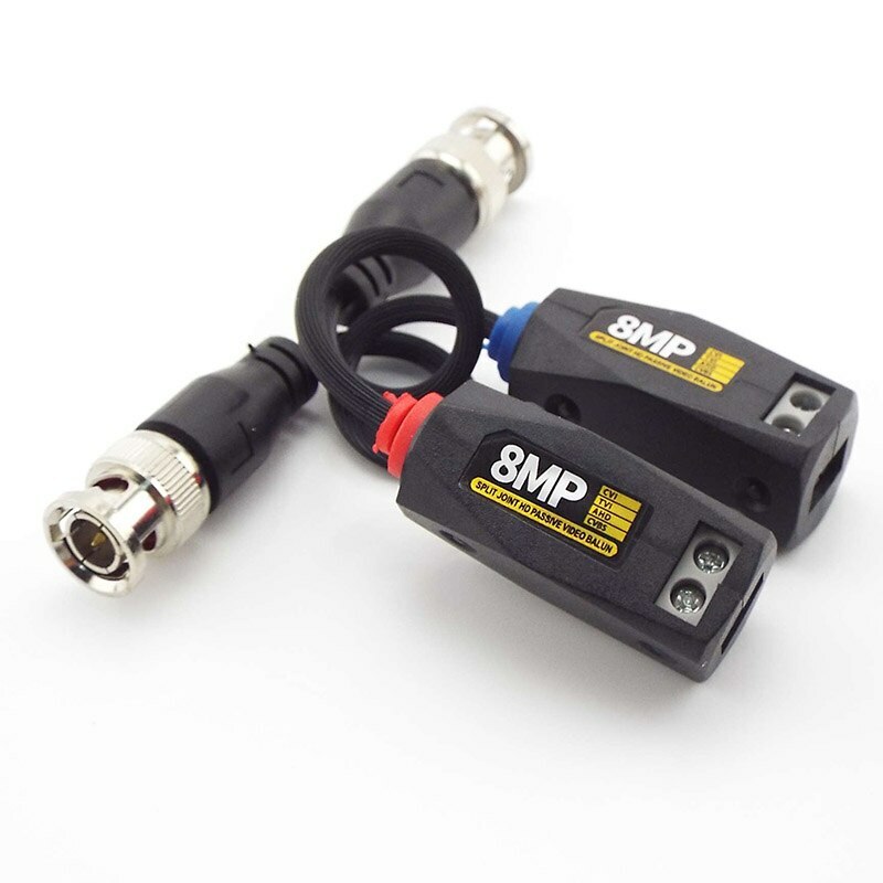 AHD/HD-CVI/TVI Twisted BNC CCTV Video Balun Passive Transceivers For Cameras 8MP
