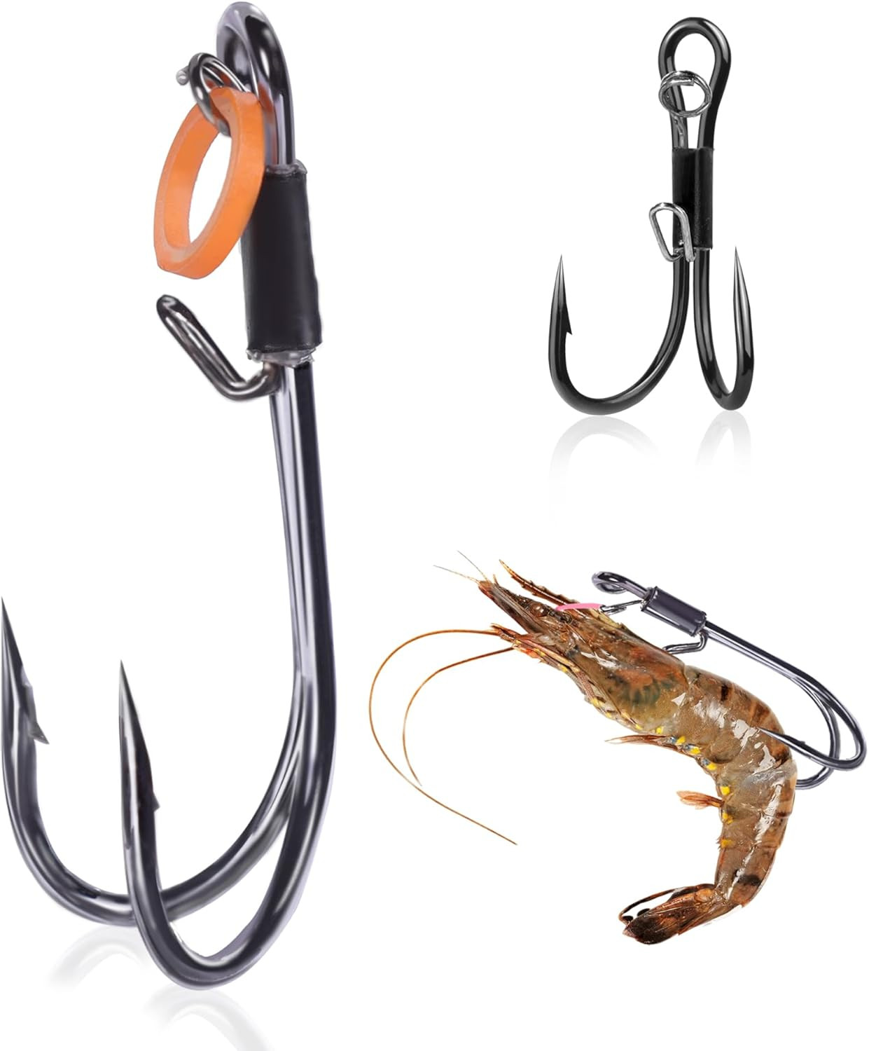 Live Shrimp Hooks 15PCS Double Fishing Hooks Shrimp Hooks Fishing Saltwater Keep