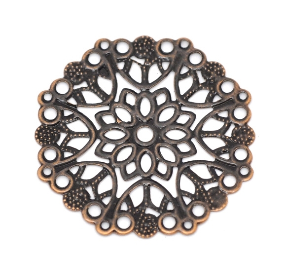 Copper Tone Filigree Flower Wraps Connectors 35mm- 10pcs.
