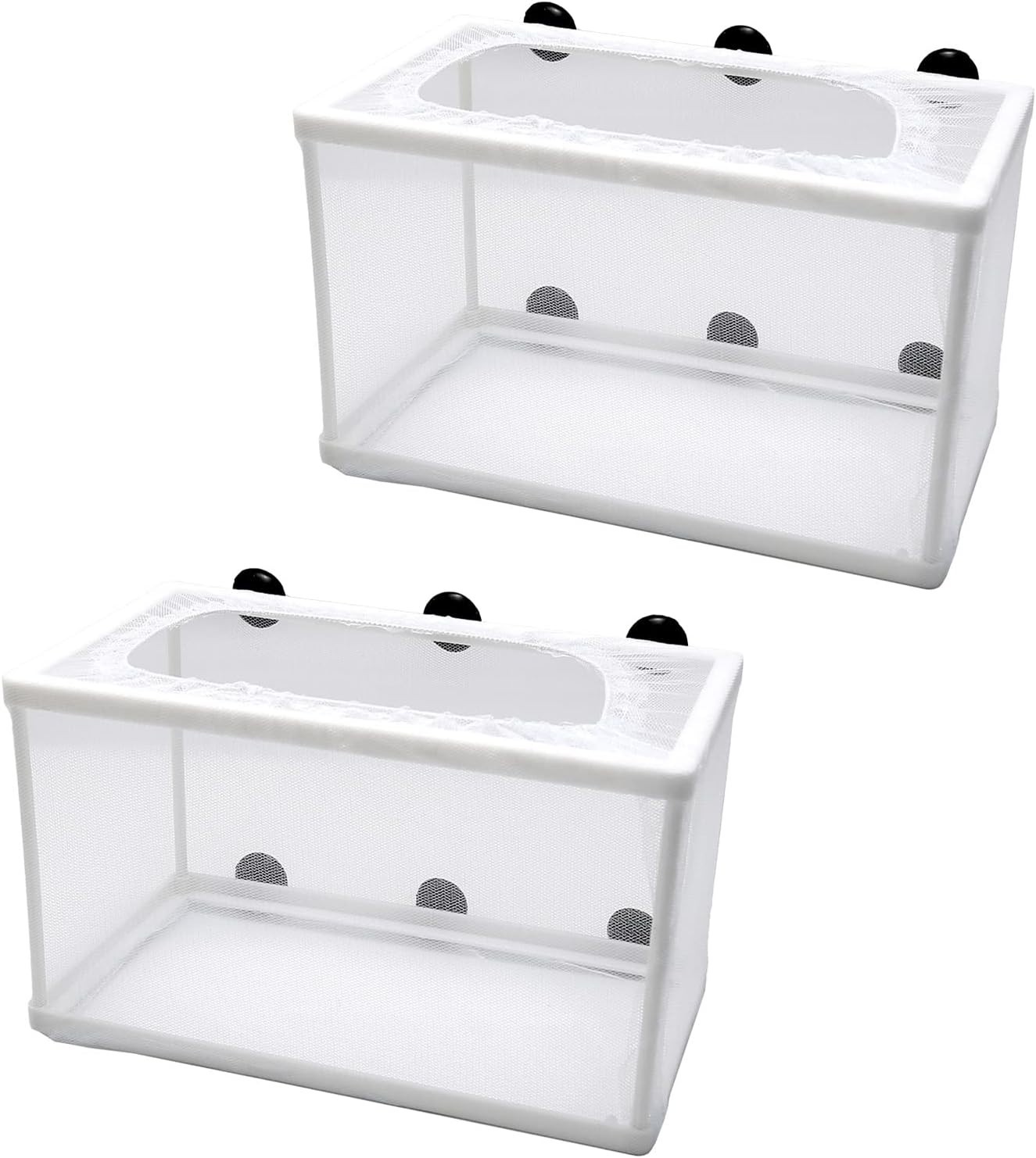 2 Pack Fish Tank Breeder Net,Fish Isolation Breeding Hatching Box, Plastic Fr...