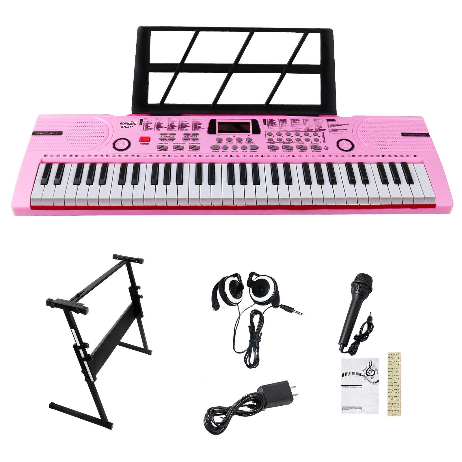 61 Key Digital Music Piano Keyboard - Portable Electronic Instrument w Stand PK
