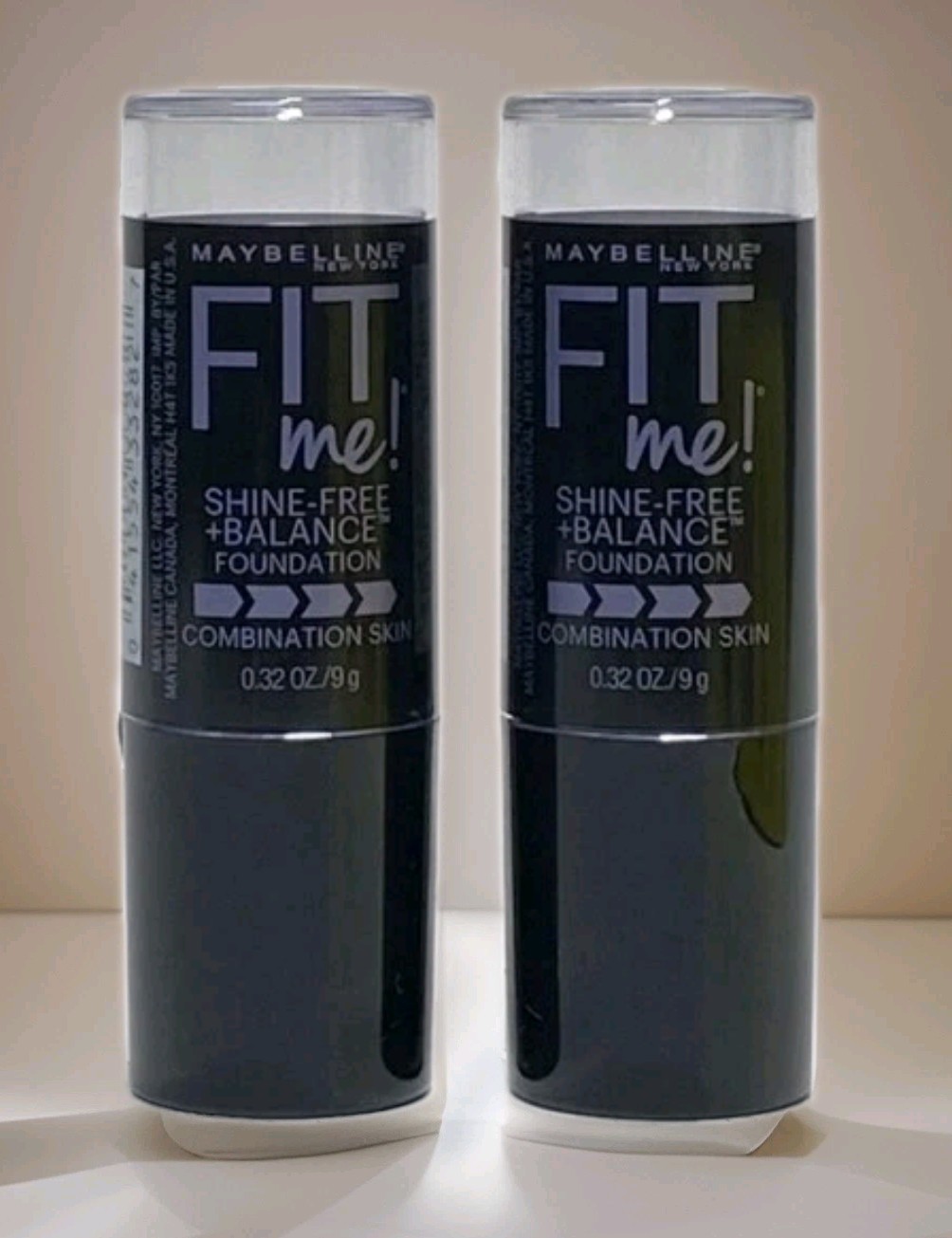 2 PACK Maybelline Fit Me Shine Free + Balance Foundation Stick 110 Porcelain New