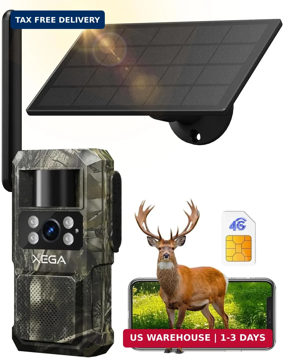 Xega 4G LTE Cellular Trail Camera with Livestreaming, No WiFi Game/Deer Cameras,