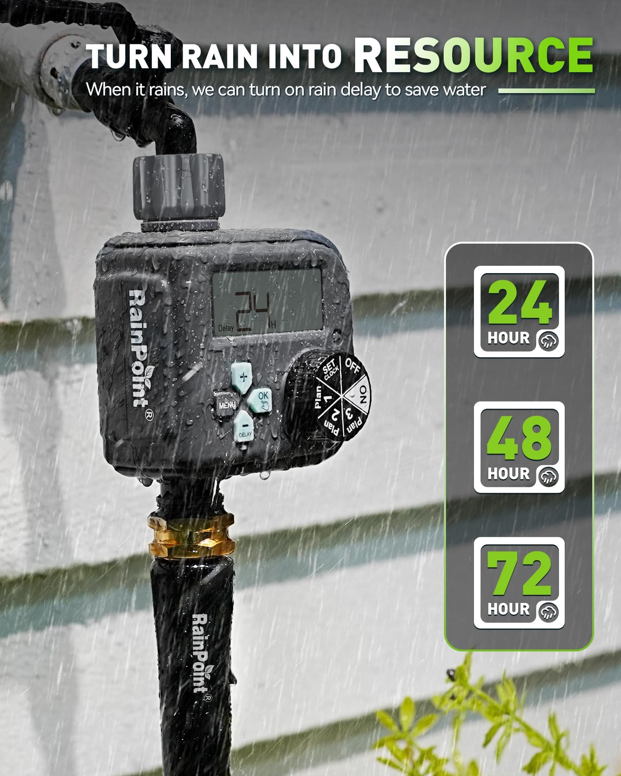 RAINPOINT Sprinkler Timer with 3 Independent Programs, Hose Rain Free Shipping