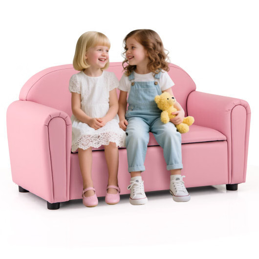 Kids Sofa Armrest Chair with Storage Function-Pink - Color: Pink