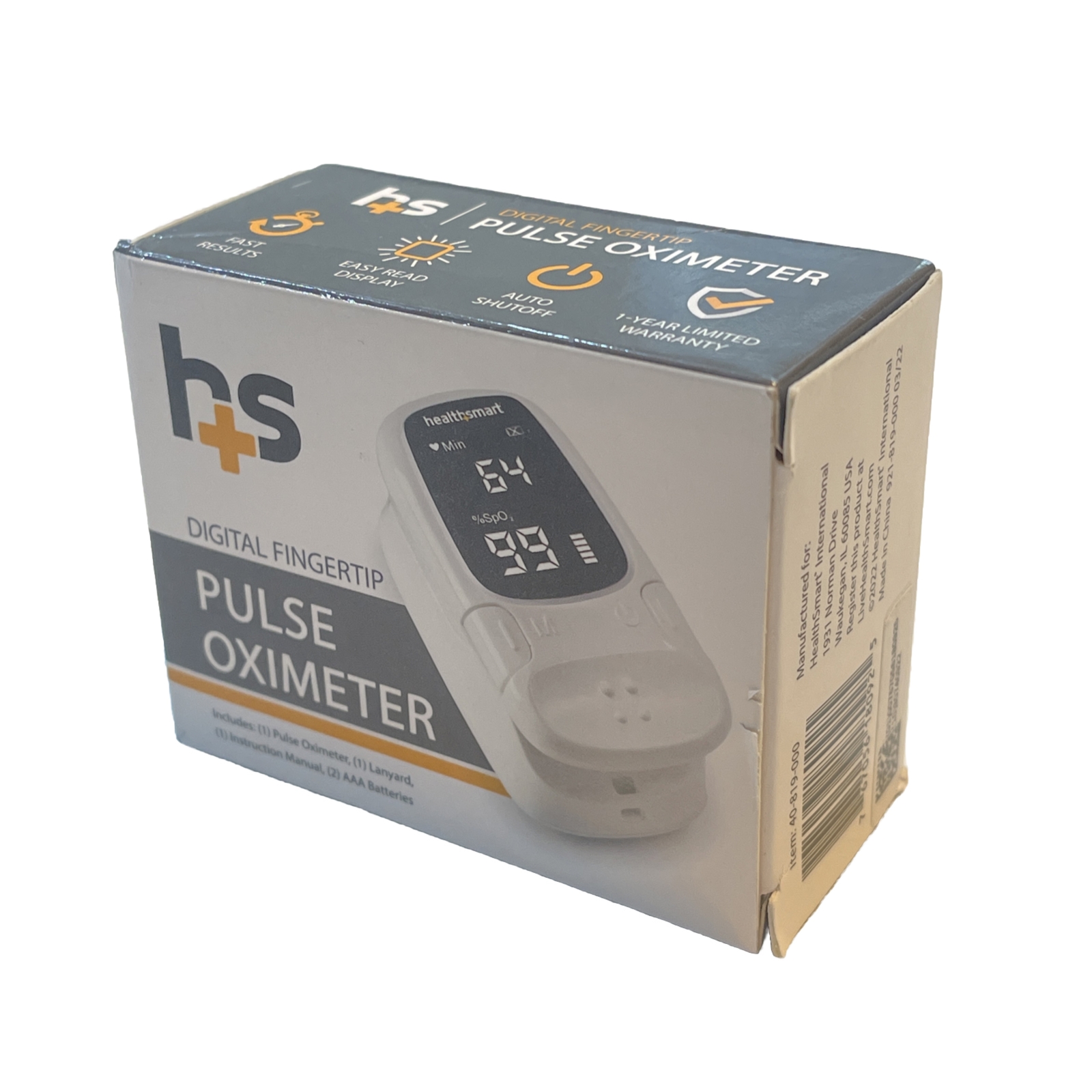 Health Smart Digital Fingertip Pulse Oximeter Fast Results