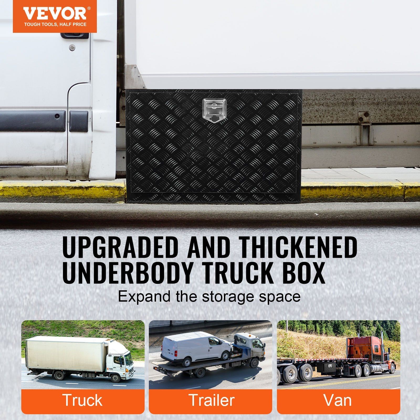 Waterproof Aluminum Underbody Storage Box 36x24x24in for Truck, Van, Trailer