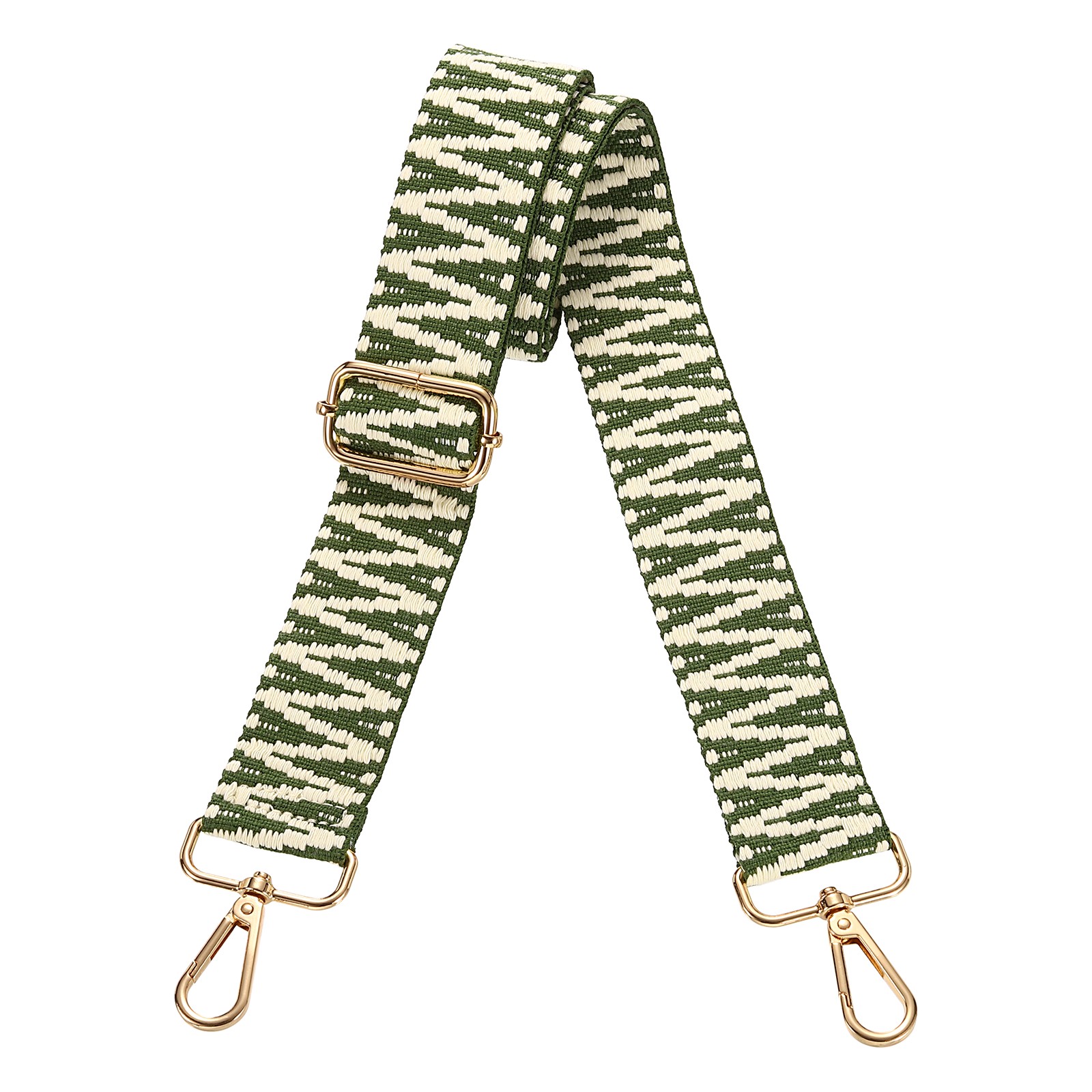 Purse Straps Replacement Crossbody with Light Gold Buckle, Green-White