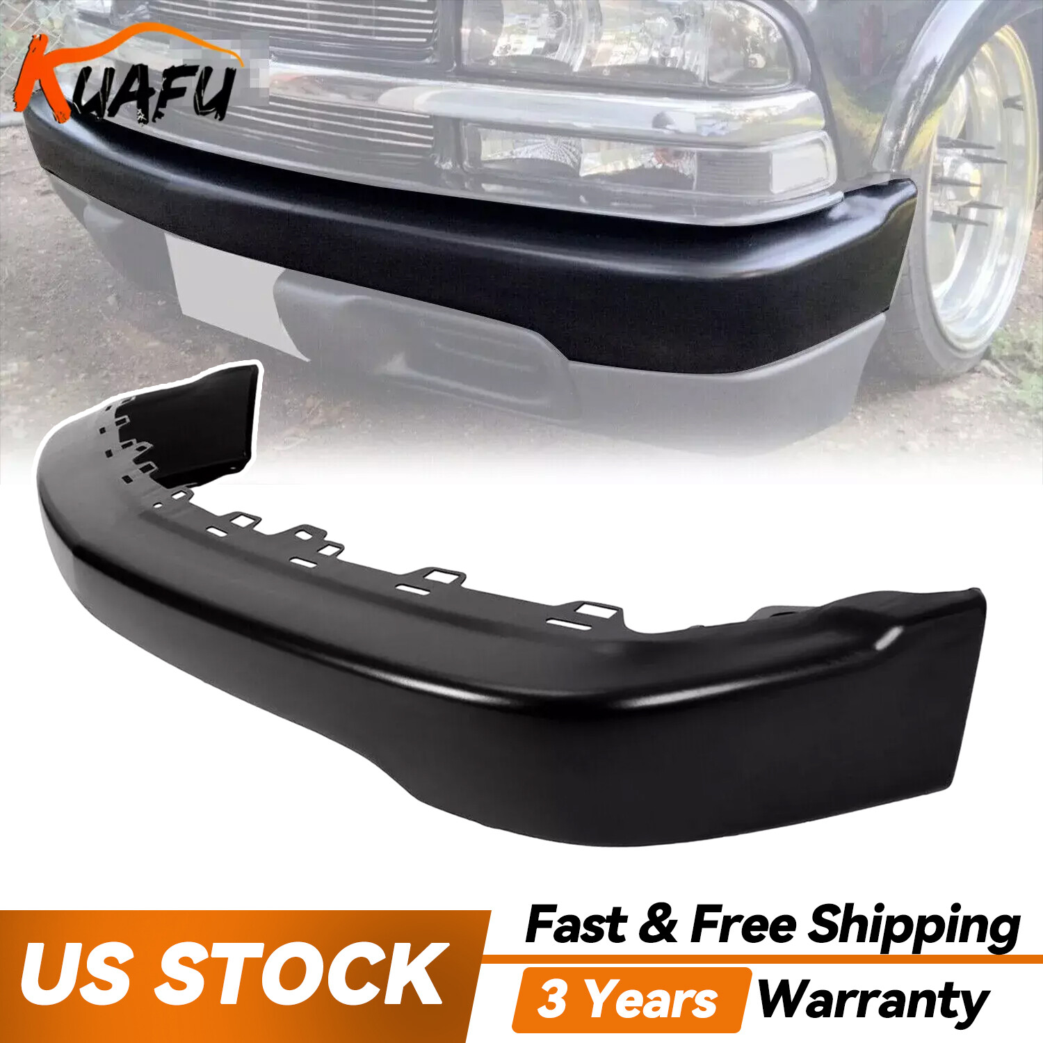 Front Bumper Face Bar For 1998-2004 Chevrolet S10 1998-2005 Blazer Painted Black