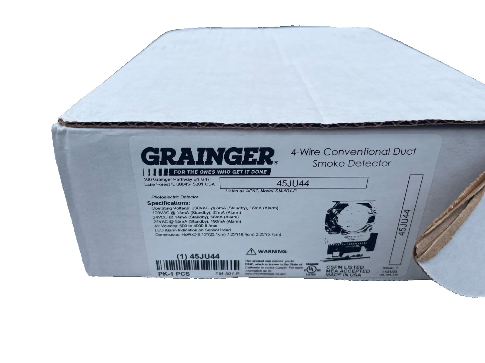 Grainger 4 Wire Conventional Duct Smoke Detector/ 45JU44