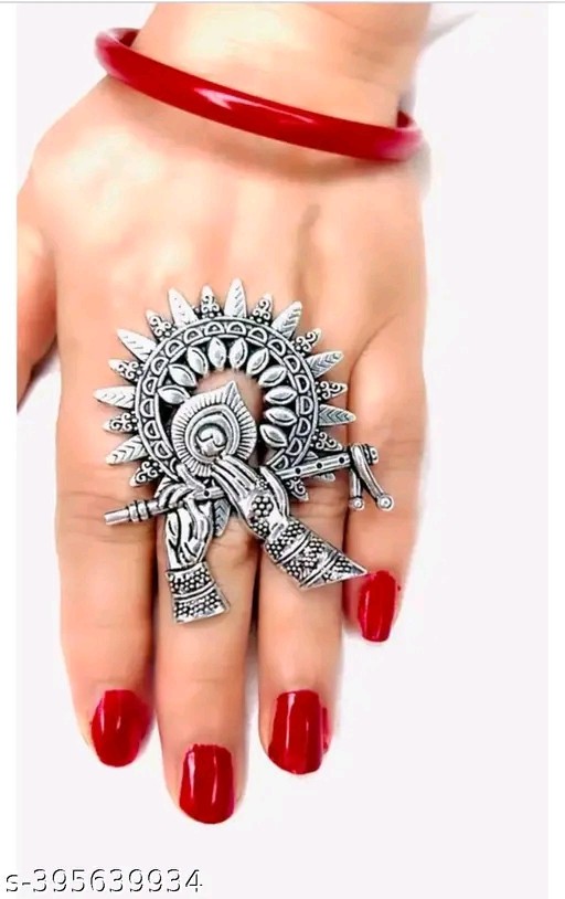 Oxidized Silver Adjustable Ring German Silver Oxidized Ring Indian Ethnic Finge