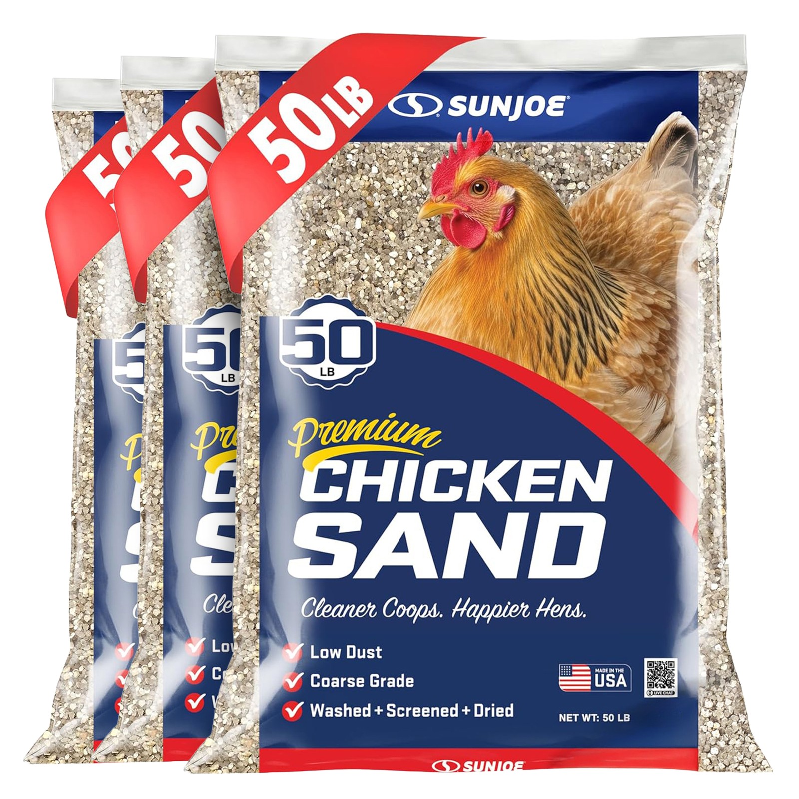 Sun Joe Chicken Coop Sand, Washed, Screened & Dried Coarse Grade Poultry Bedding