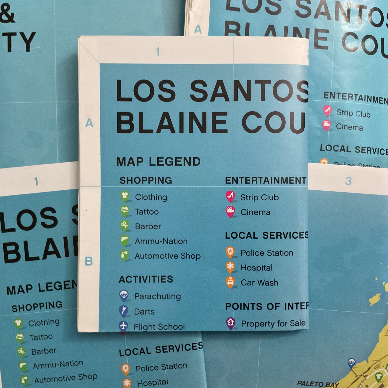 Grand Theft Auto V:Los Santos PS3 PS4 PlayStation Map / Poster Insert Only
