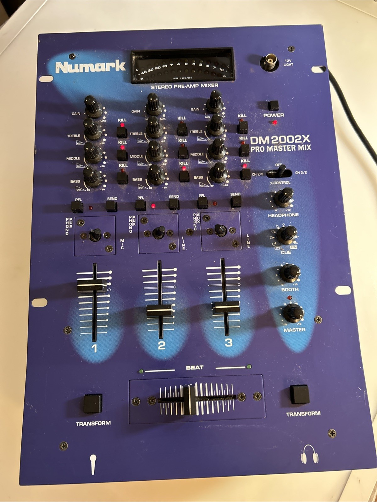 NUMARK DM 2002X Pro Master Mix DJ Mixer 3 Channels Untested Powers Up bbx5