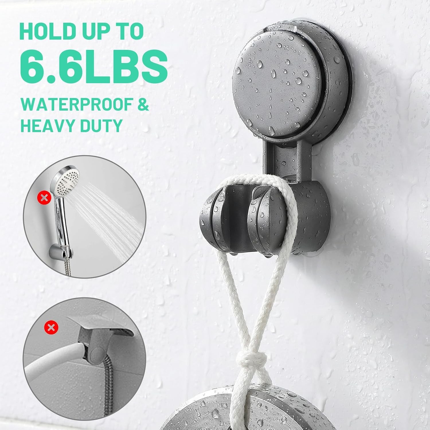 Shower Head Holder Suction , Rotatable and Adjustable Shower Head Holder