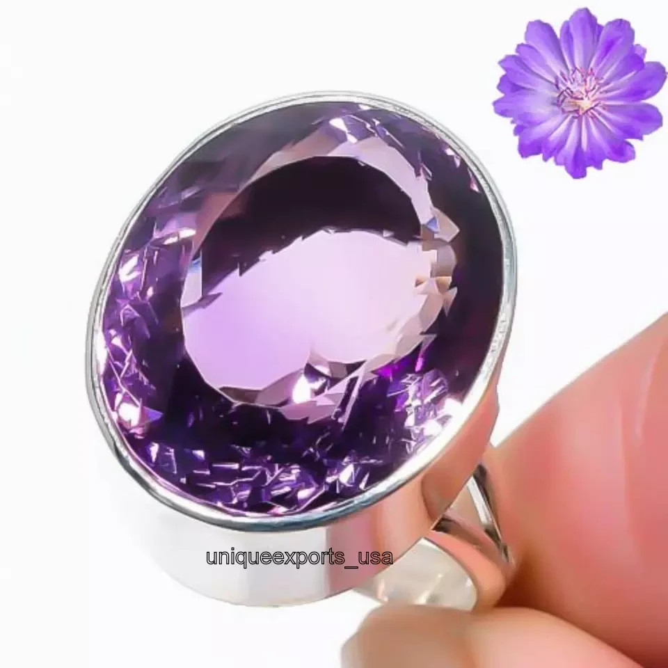 Amethyst Gemstone 925 Sterling Silver Ring Handmade Jewelry Ring For Gift