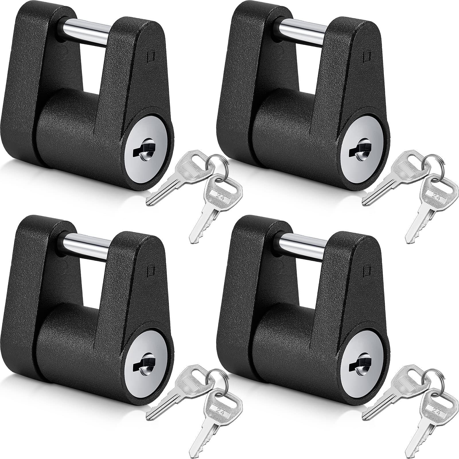 4 Pack Trailer Hitch Lock with Keys 1/4" Dia 3/4" Span for Tow Boat RV Truck