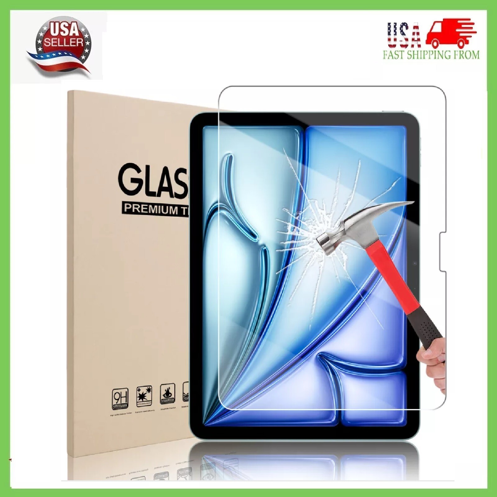 For iPad Pro/Air 6 11"/13" 2024 Slim Shockproof Tempered Glass Screen Protector