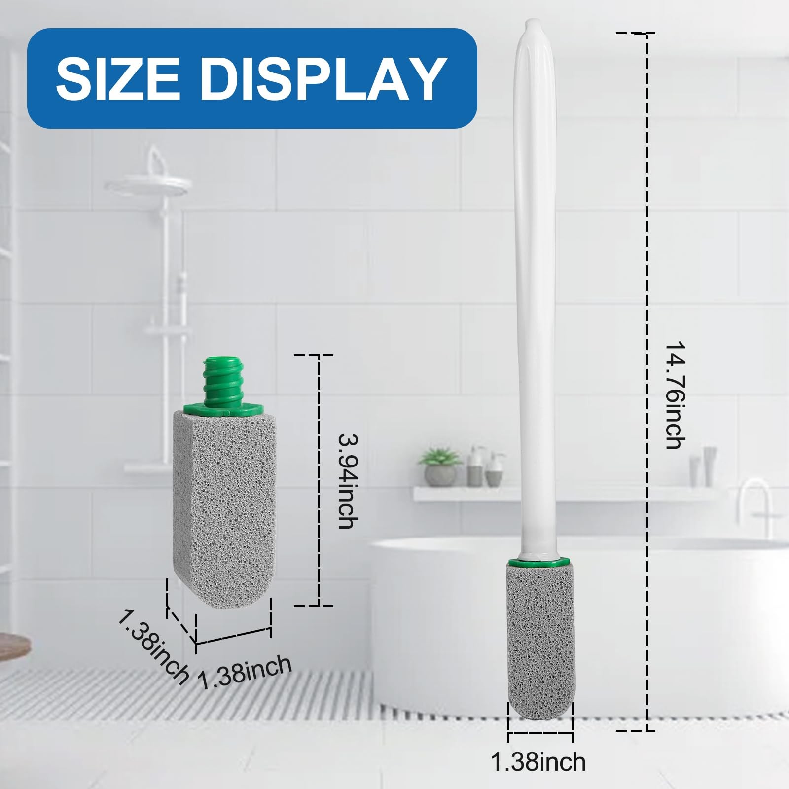 Pumice Stone Toilet Bowl Cleaner with Handle, 1 Wand + 6 Pumice Stones, Clean...