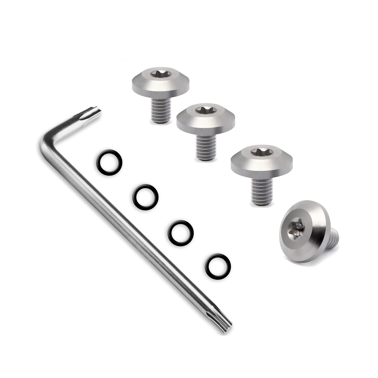Guuun Grip Screws for Beretta 92, 4 O Rings, T10 Torx Key, 4 Stainless Silver