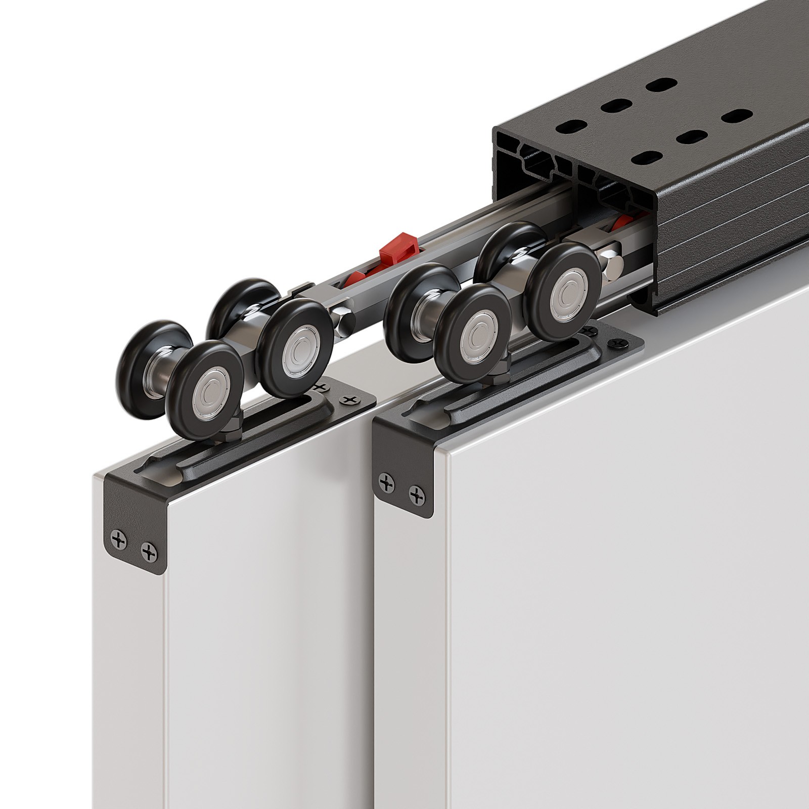 CCJH 8FT Bypass Ceiling Mount Box Rail Hardware Sliding Closet Door Track Kit