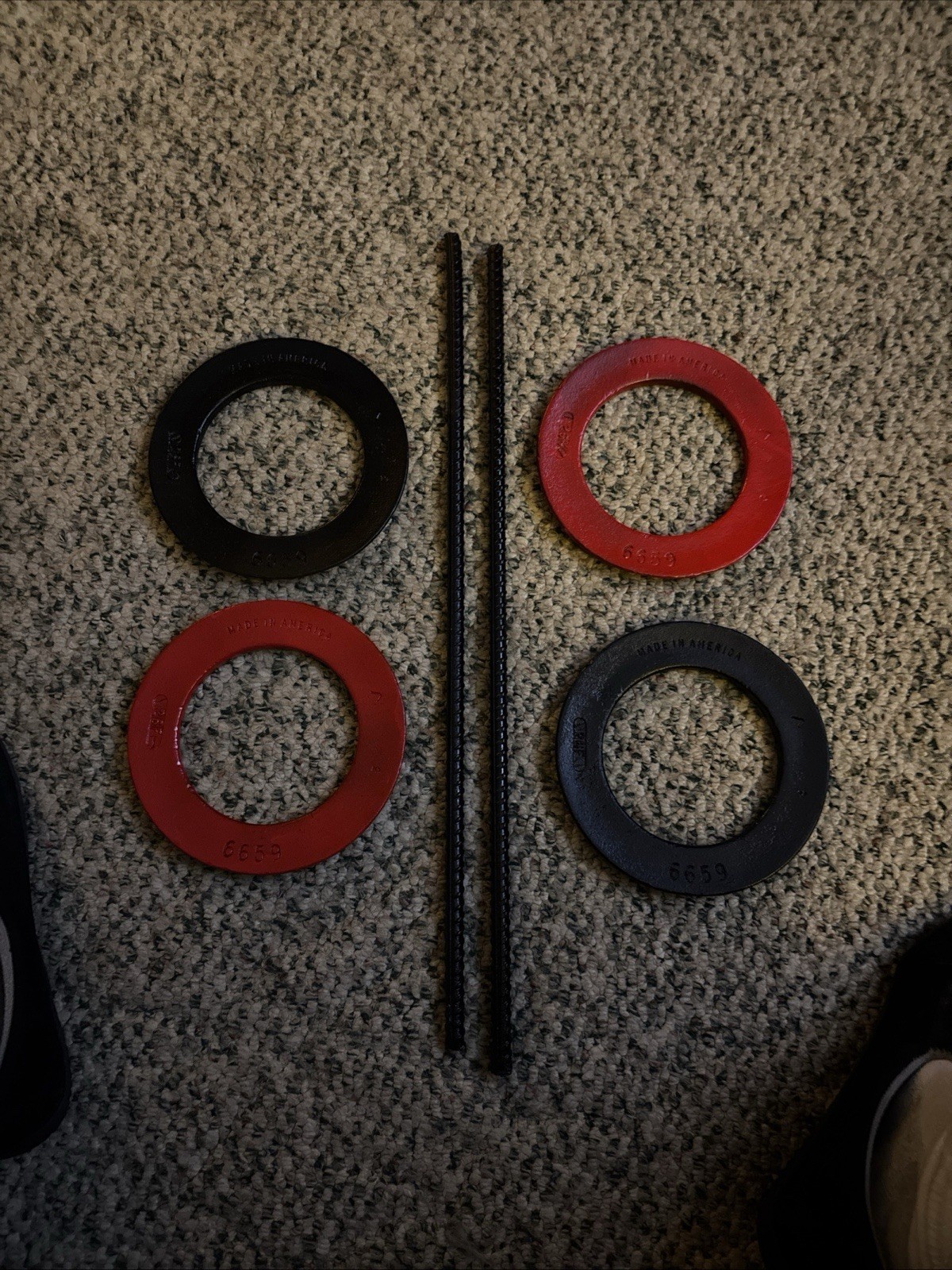 P. Q Wolf Made In America Solid Steel Quoits.  2.5 Lbs.  Per Quoit