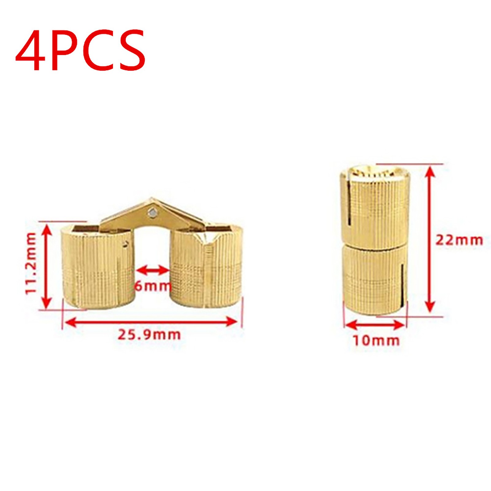 4Pcs/Set 10mm Brass Invisible Cabinet Hidden Barrel Hinge Accessories Part D