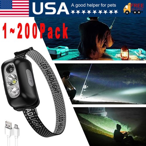 LED Headlamp USB Rechargeable Flashlight Waterproof Head Lamp Torch Camping Lot