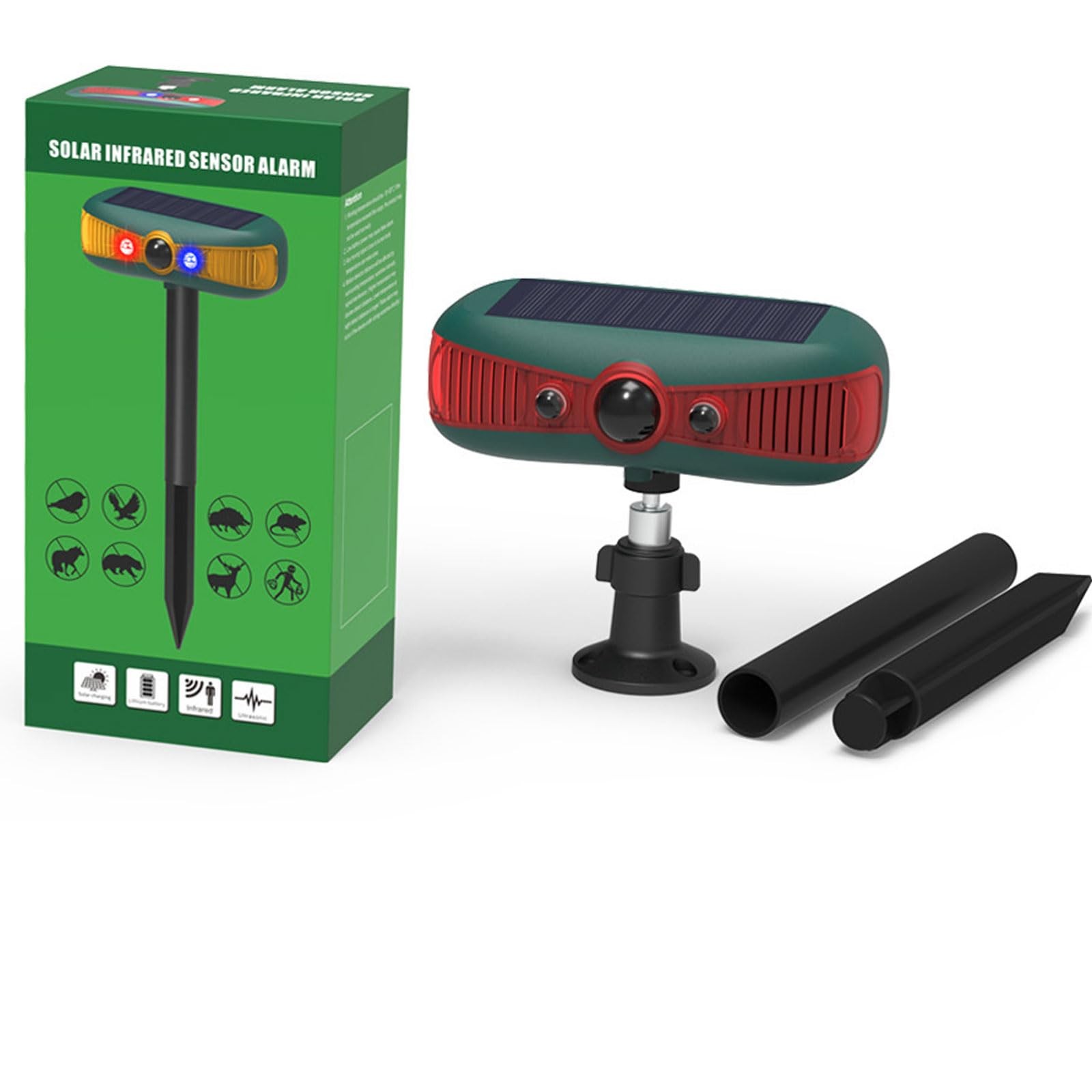 Solar Outdoor Motion Sensor Alarm, 130db green